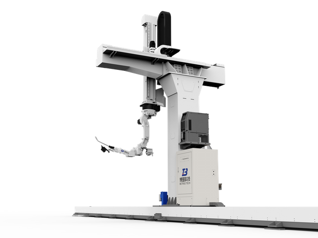 9-Achsen-Schienenroboter-Schwei&szlig;arbeitsplatz mit Ausleger